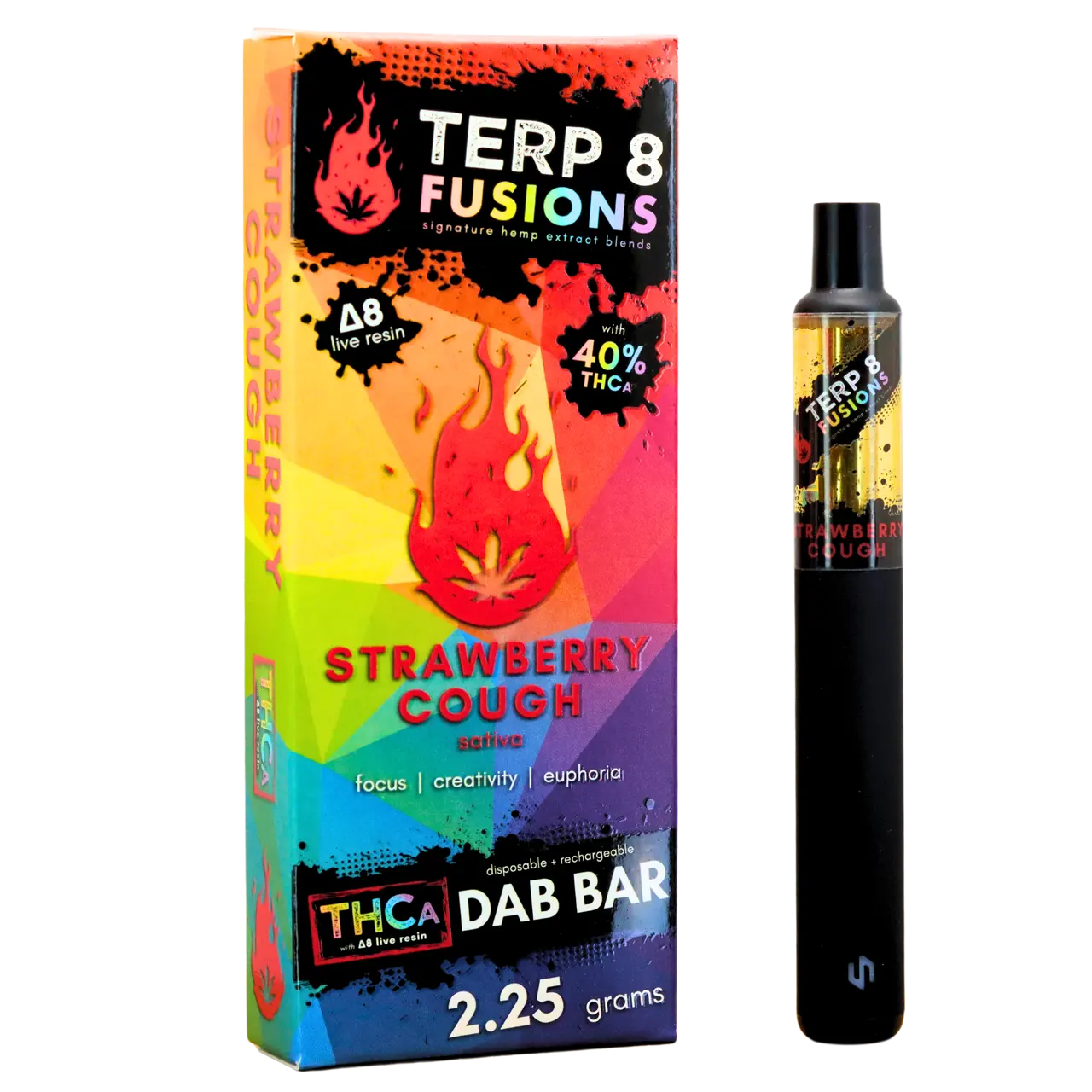 2.25-Gram Strawberry Cough THCA + D8 Live Resin Disposable Dab Bar Smoke Drop