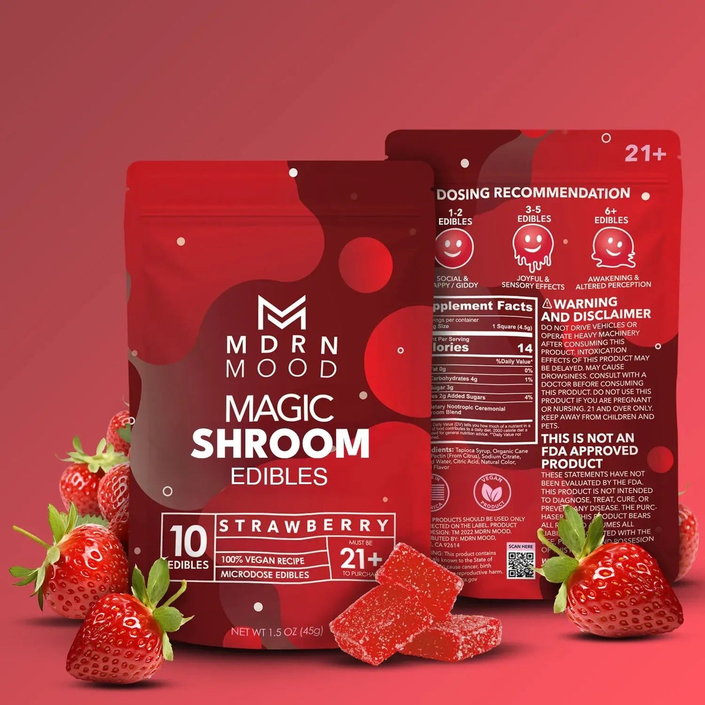 MDRN MOOD Magic Shroom Edibles - Strawberry Smoke Drop