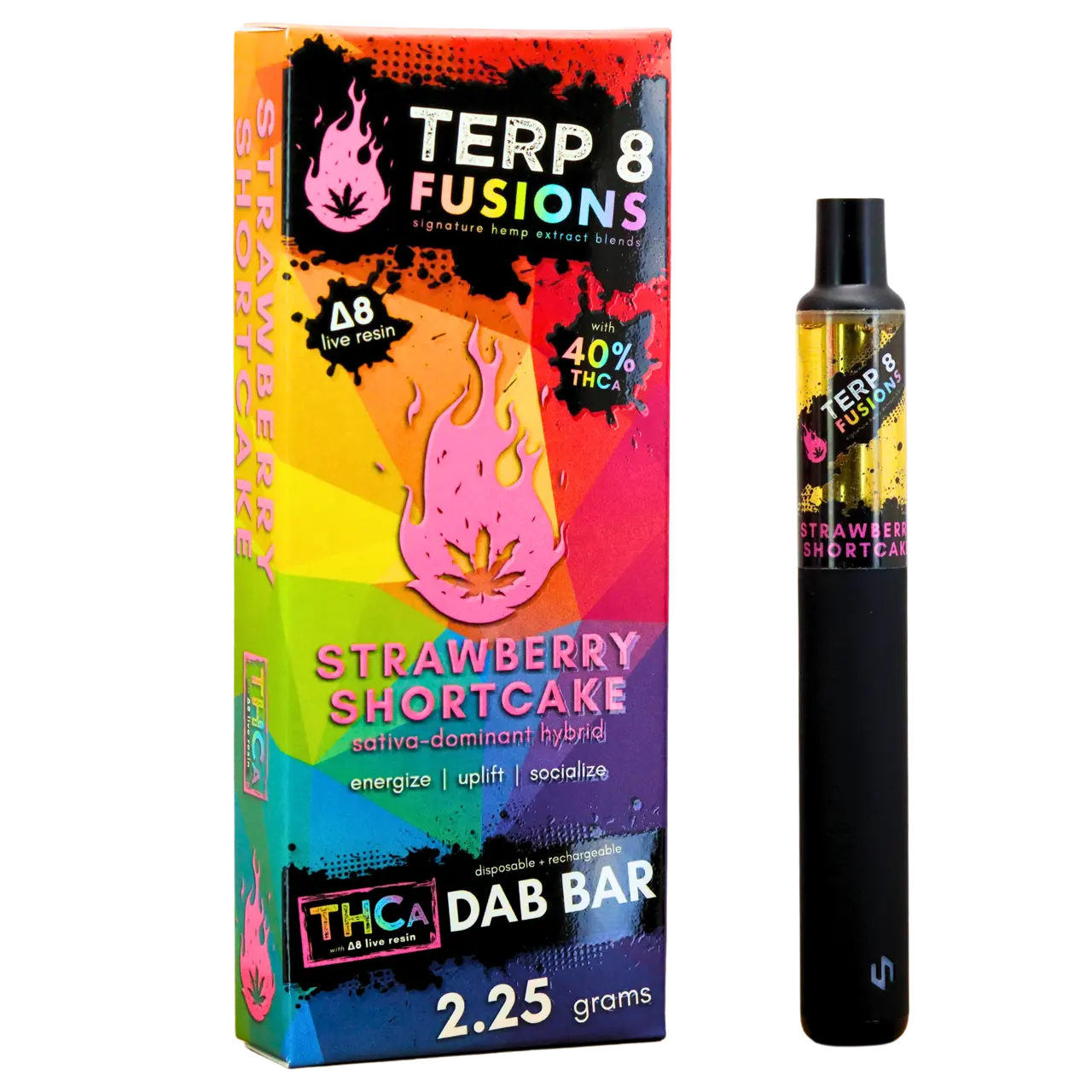 2.25-Gram Strawberry Shortcake THCA + D8 Live Resin Disposable Dab Bar Smoke Drop