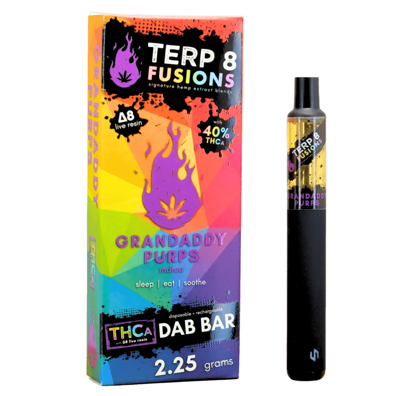 2.25-Gram Grandaddy Purps THCA + D8 Live Resin Disposable Dab Bar Smoke Drop