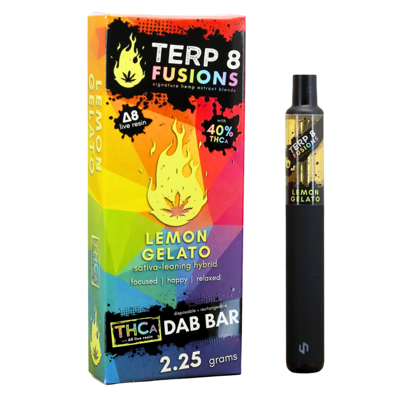 2.25-Gram Lemon Gelato THCA + D8 Live Resin Disposable Dab Bar Smoke Drop