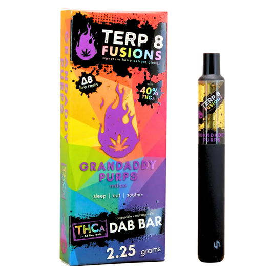 2.25-Gram Grandaddy Purps THCA + D8 Live Resin Disposable Dab Bar Smoke Drop