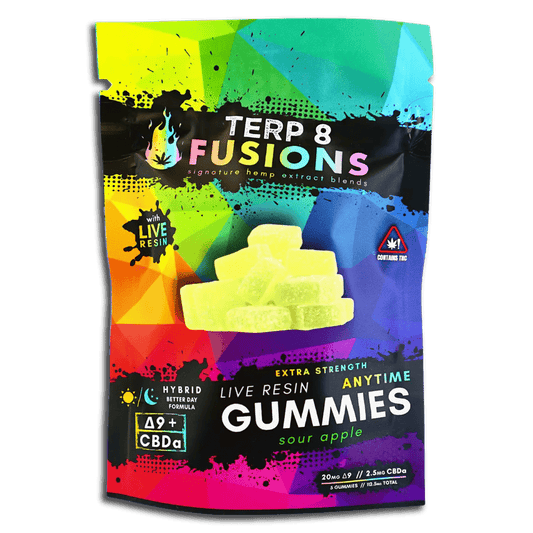 Delta-9 THC Live Resin ANYTIME Gummies - Sour Apple [5ct] Smoke Drop