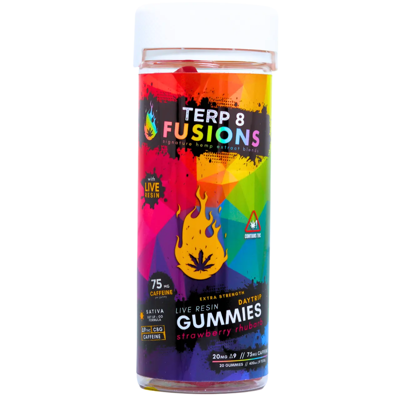 [D9 THC + Caffeine + CBG] DAYTRIP Live Resin Gummies - Strawberry Rhubarb [20ct] Smoke Drop