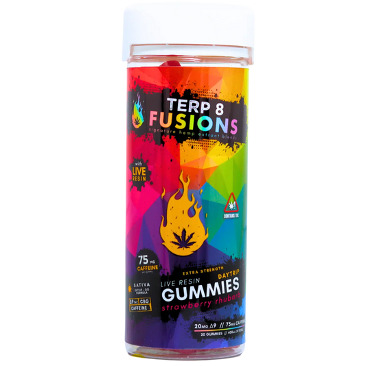 [D9 THC + Caffeine + CBG] DAYTRIP Live Resin Gummies - Strawberry Rhubarb [20ct] Smoke Drop
