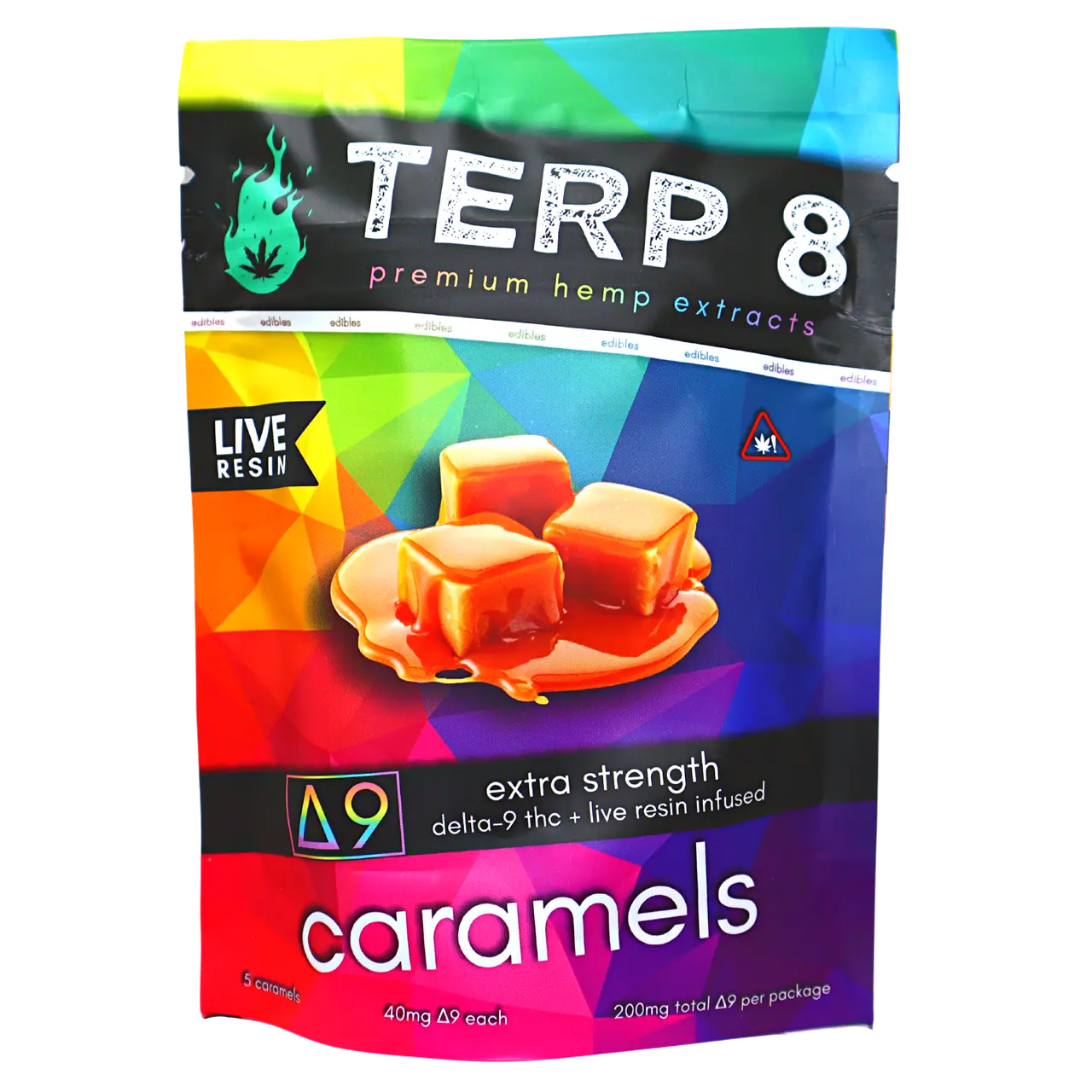 Organic Live Resin Delta-9 Caramels [5-Pack  //  200mg - Extremely Potent] Smoke Drop